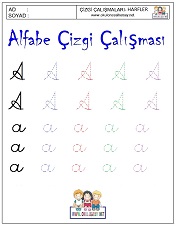 okul öncesi harfler çizgi çalışması